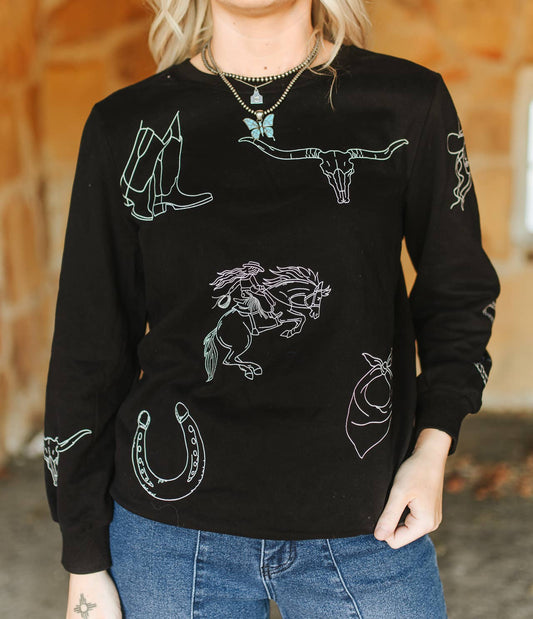 L&B | Pull-Over | Dessins Western Noir
