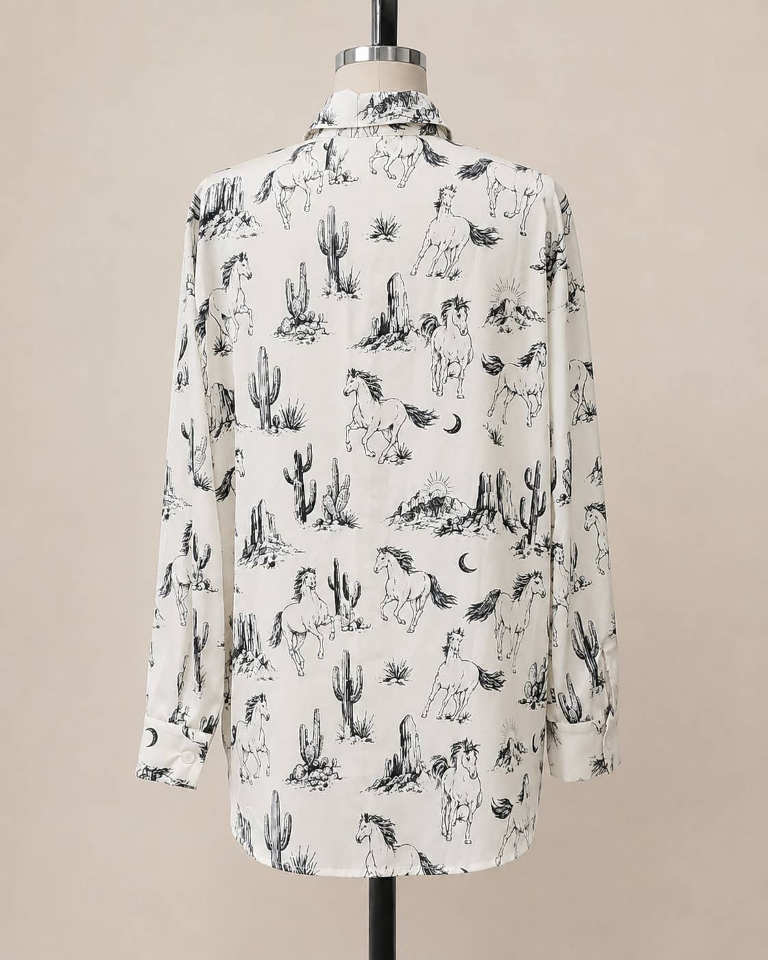 Blue B | Chemise | Western Horse Print Fringe Satin