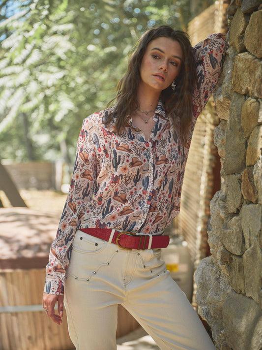 Blue B | Chemise | Western Print Beige