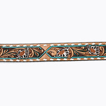 Charger l'image dans la galerie, Ceinture | Fleuri turquoise buckstitch blanc
