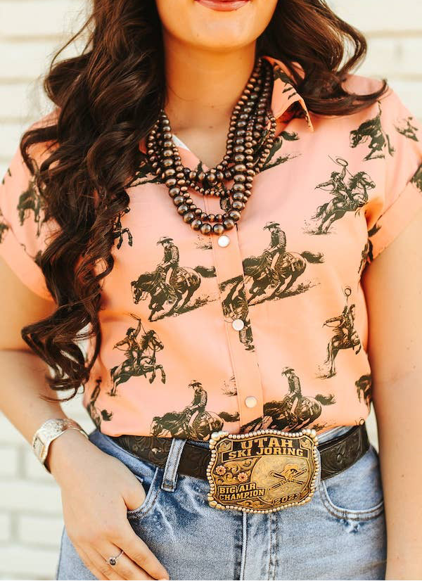 L&B | Blouse | Cowgirl Pêche (M & L)