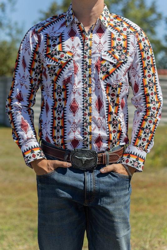 El General | Shirt | White Aztec