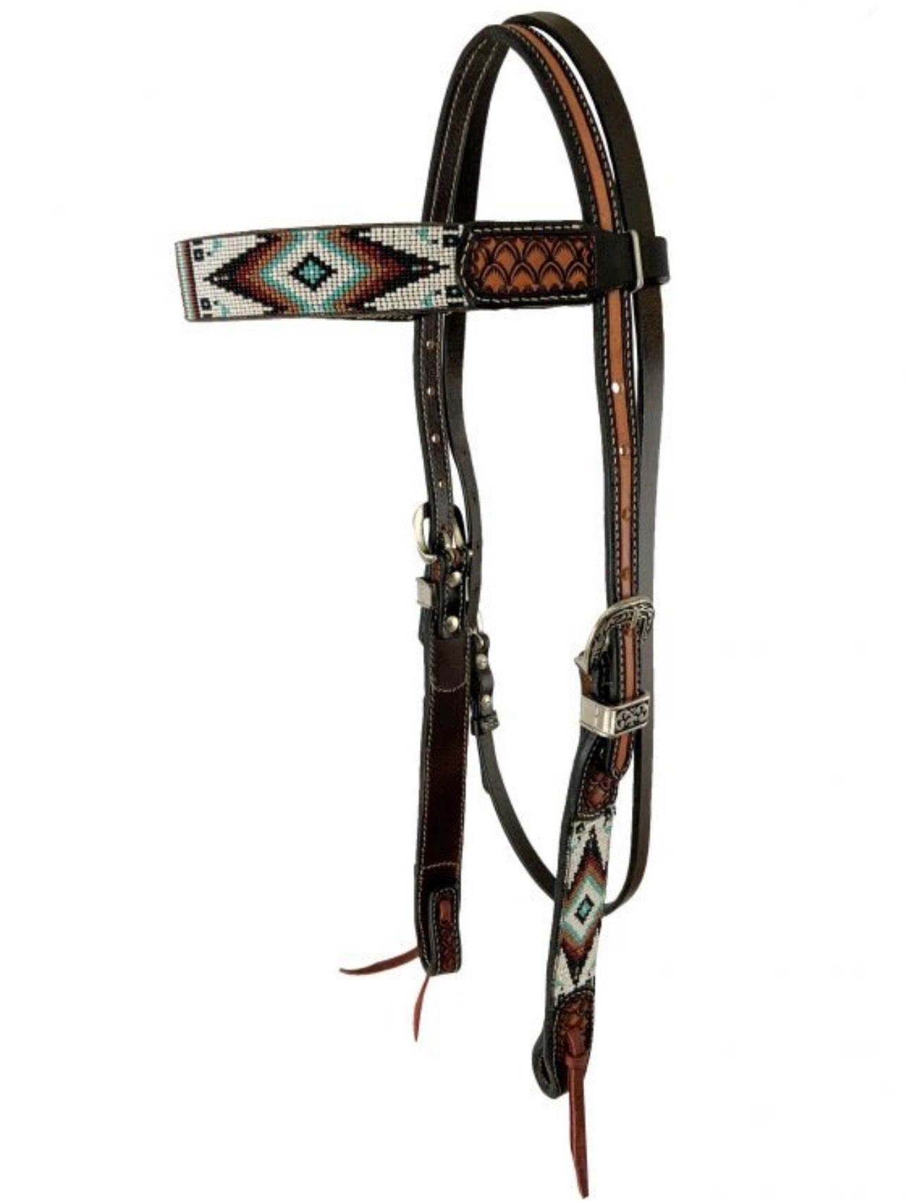 Bride à Frontal | Southwest Blanc & Turquoise