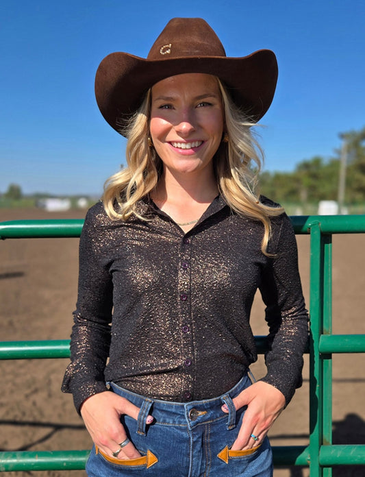 Cowgirl Tuff | Pullover Shirt | Cocoa Brown Shimmer