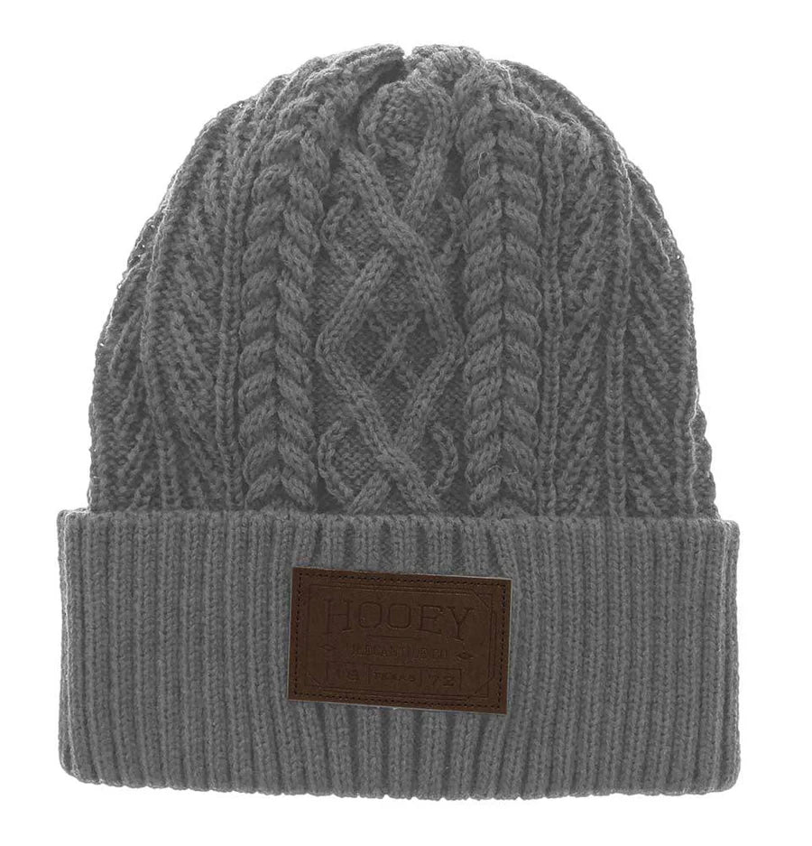 Hooey | Beanie | Grey w/ Leather Patch