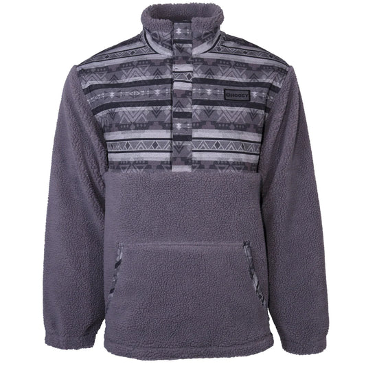 Hooey | Pull-Over Polaire Sherpa | Charbon & Gris Serape