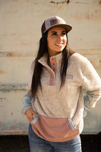 Load the image into the gallery, Hooey | Fleece Pullover | Tan w/Pink & Green