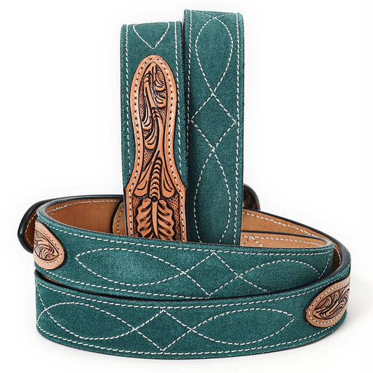 Ceinture | Green Suede & Tooled Leather Inlay