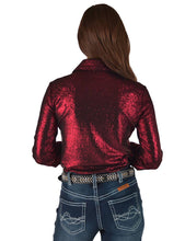 Load the image into the gallery, BIENTÔT DISPONIBLES | Cowgirl Tuff | Chemise Pullover | Red Shimmer over Black