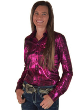 Charger l'image dans la galerie, Cowgirl Tuff | Chemise Pullover | Foil And Black Shimmer Stretch