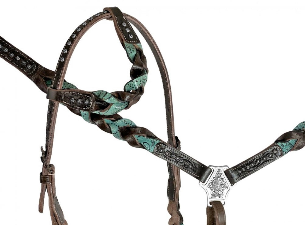 Tack Set | Teal Filigree Miracle Braid