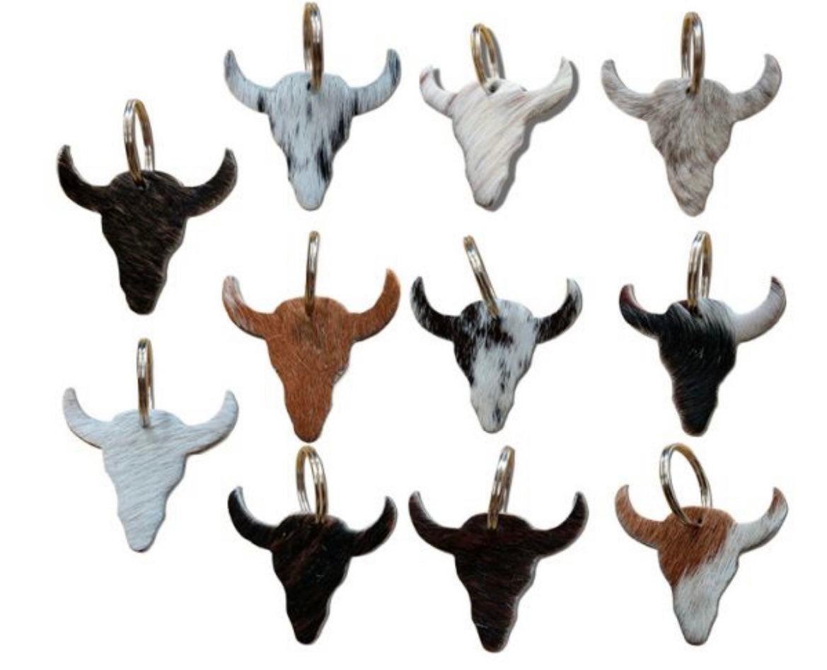Key Chain | Cowhide Steer Skull
