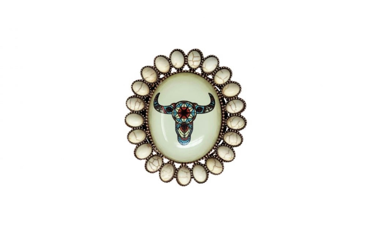 Pop Up Phone Grip | Floral Cow Skull