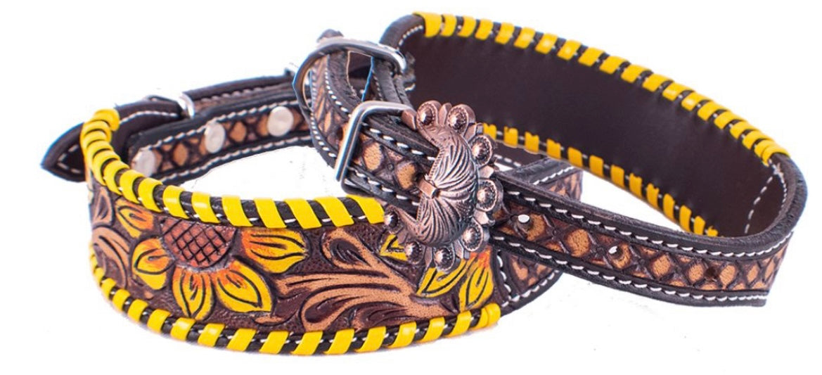 Dog Collar | Sunflowers Buckstitch