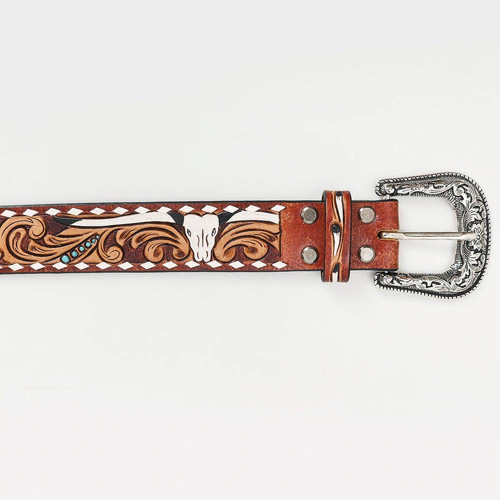Ceinture | Cow Skull Turquoise Whipstitch Unisex