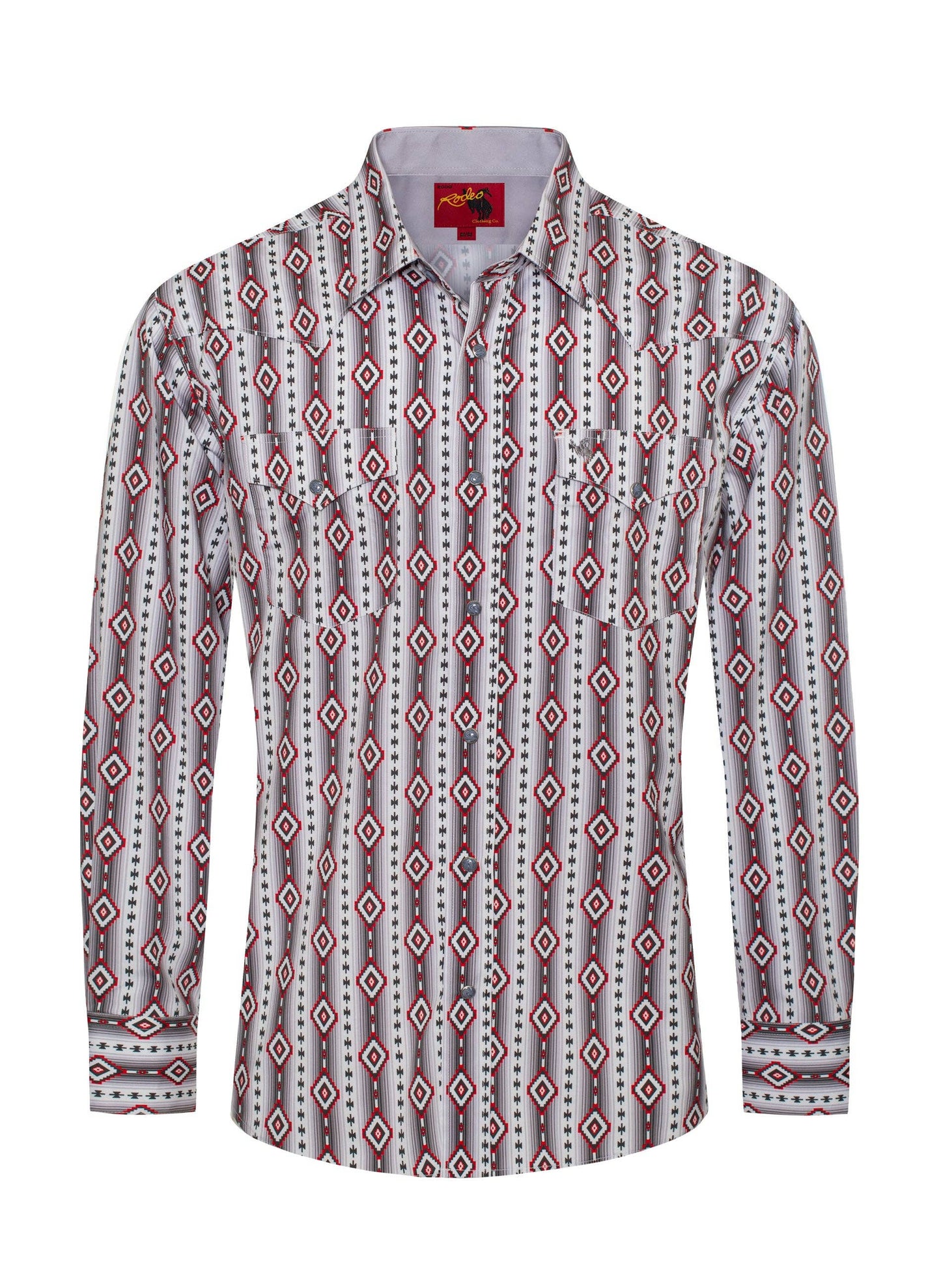 Rodeo Clothing | Chemise | Pearl Snap Aztec Red Print Shirt