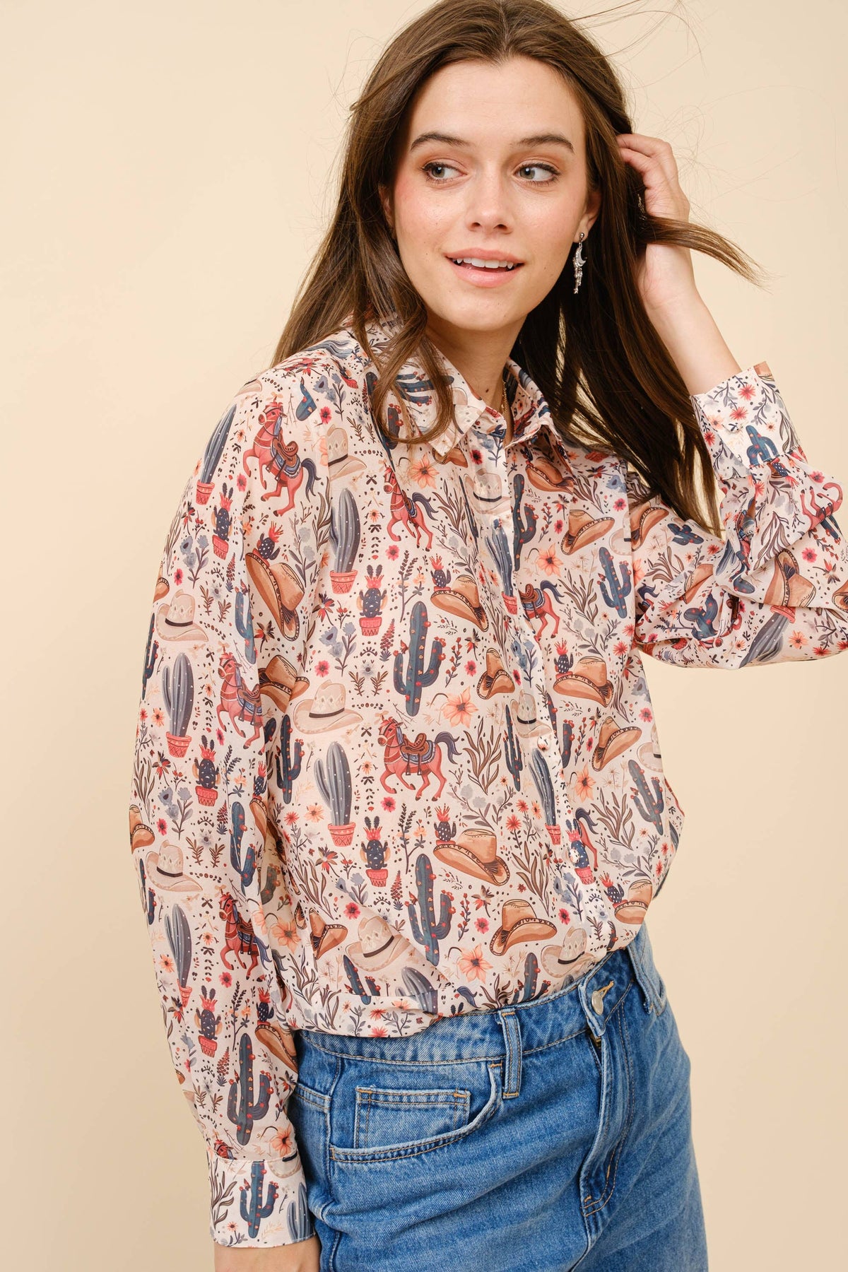 Blue B | Chemise | Western Print Beige