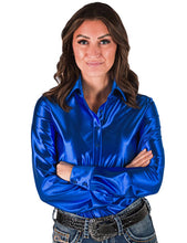 Charger l&#39;image dans la galerie, Cowgirl Tuff | Chemise Pullover | Sapphire Blue Satin (L &amp; XL)
