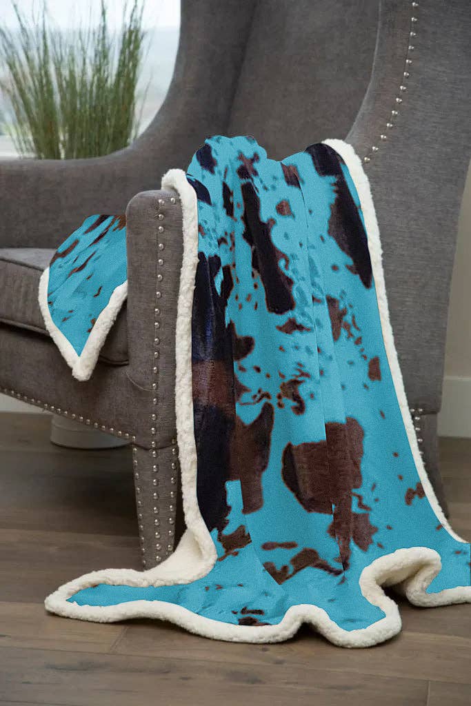 Couverture | Turquoise Cowhide Sherpa