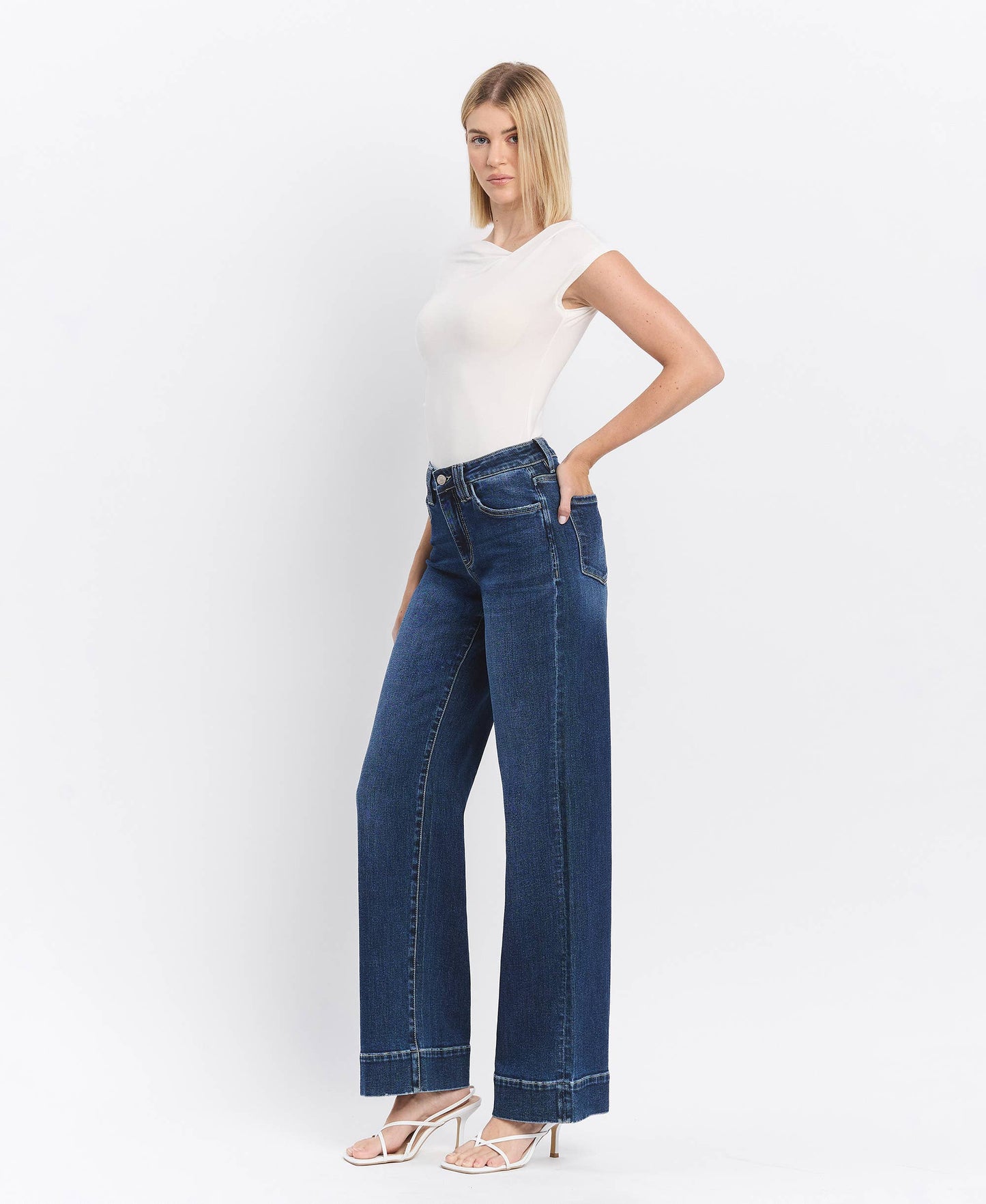 Vervet | High Dark Wide Trouser Hem