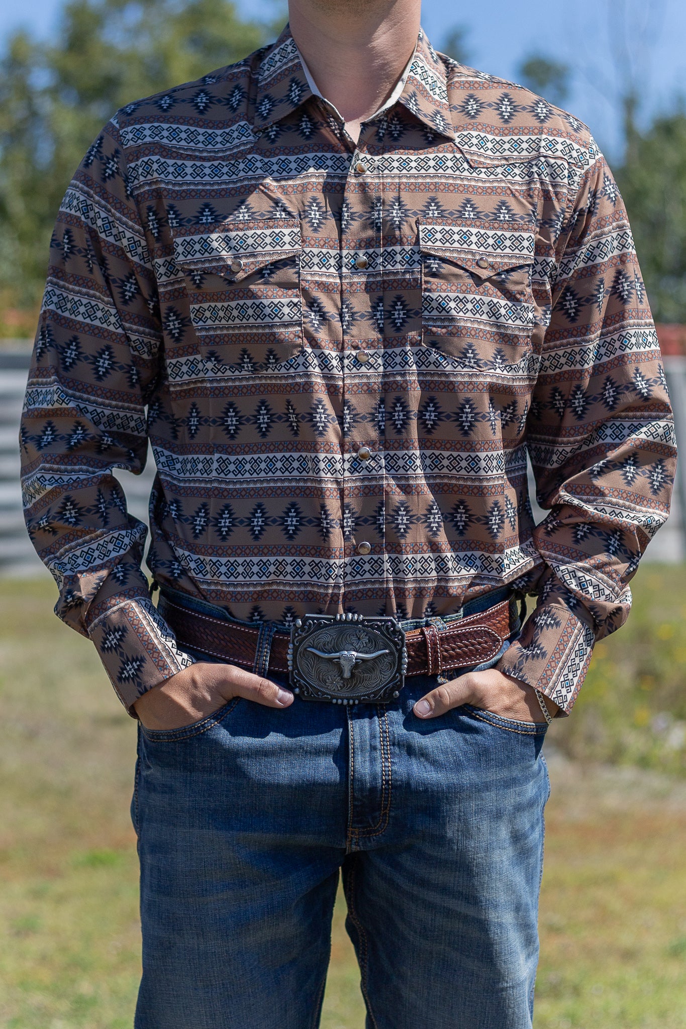 Rodeo Clothing | Chemise | Tan Aztec (XL & XXL)