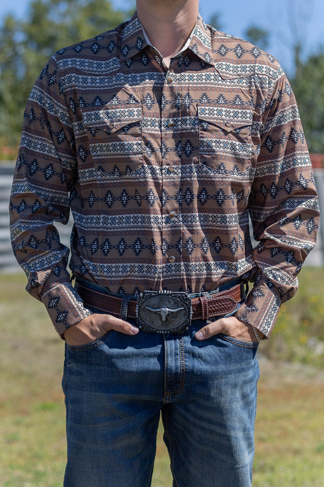 Rodeo Clothing | Chemise | Tan Aztec