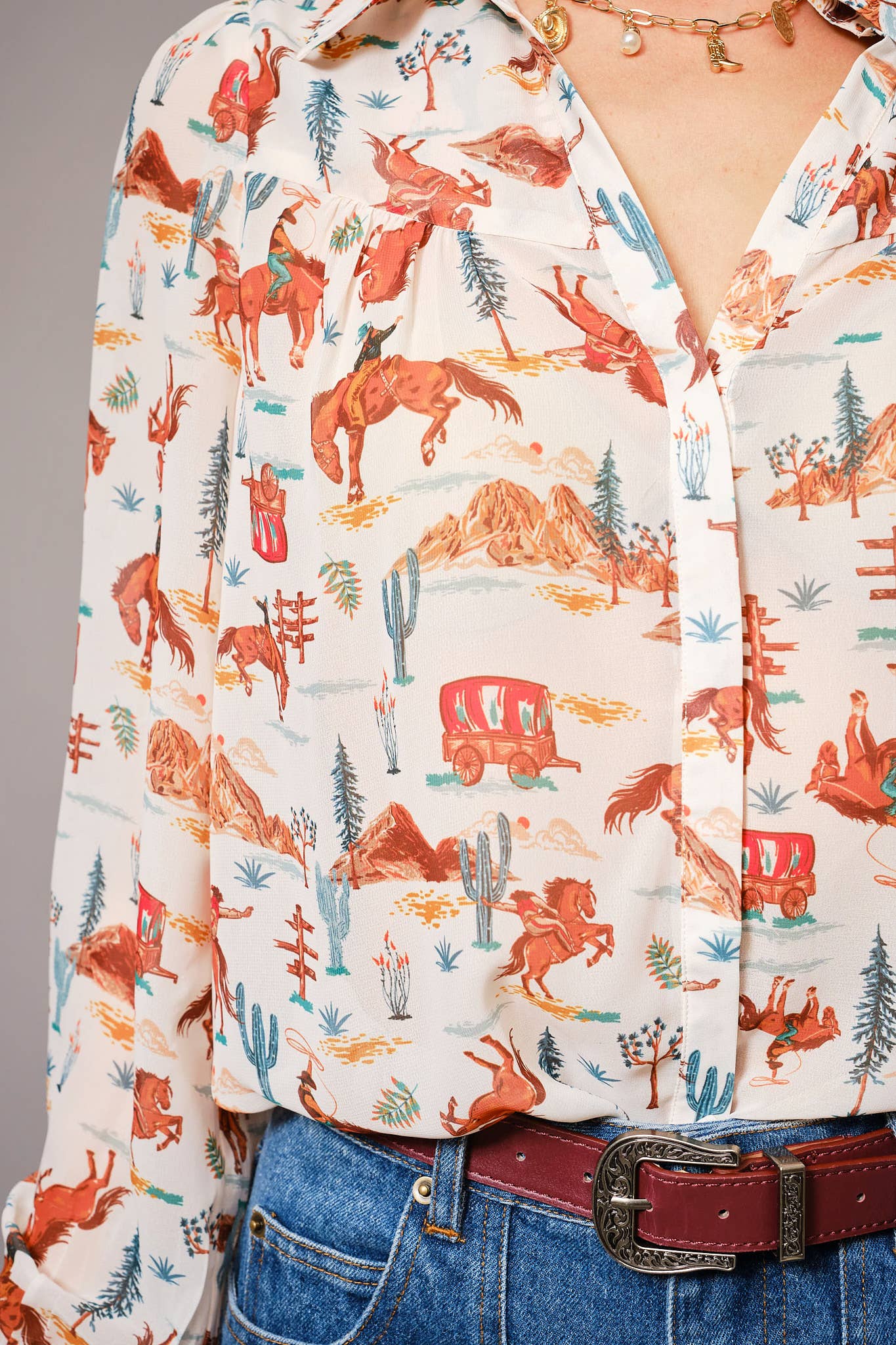 Blue B | Shirt | Western Print 