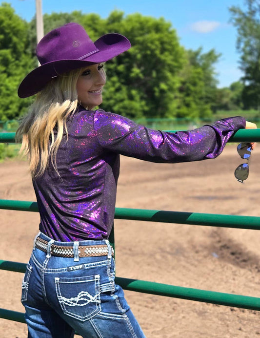 Cowgirl Tuff | Chemise Pullover | Iridescent Swishes Over Black (S, L, XL)