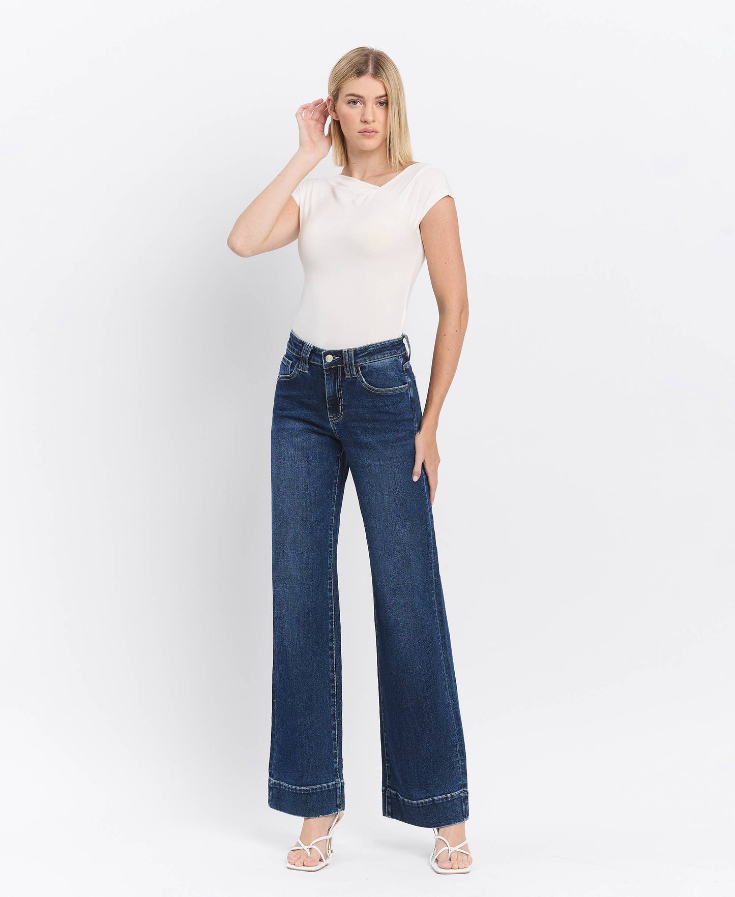 Vervet | High Dark Wide Trouser Hem
