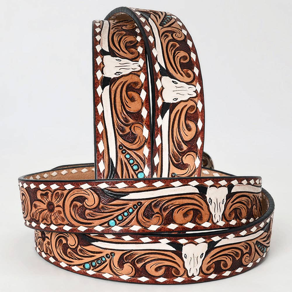 Ceinture | Cow Skull Turquoise Whipstitch Unisex