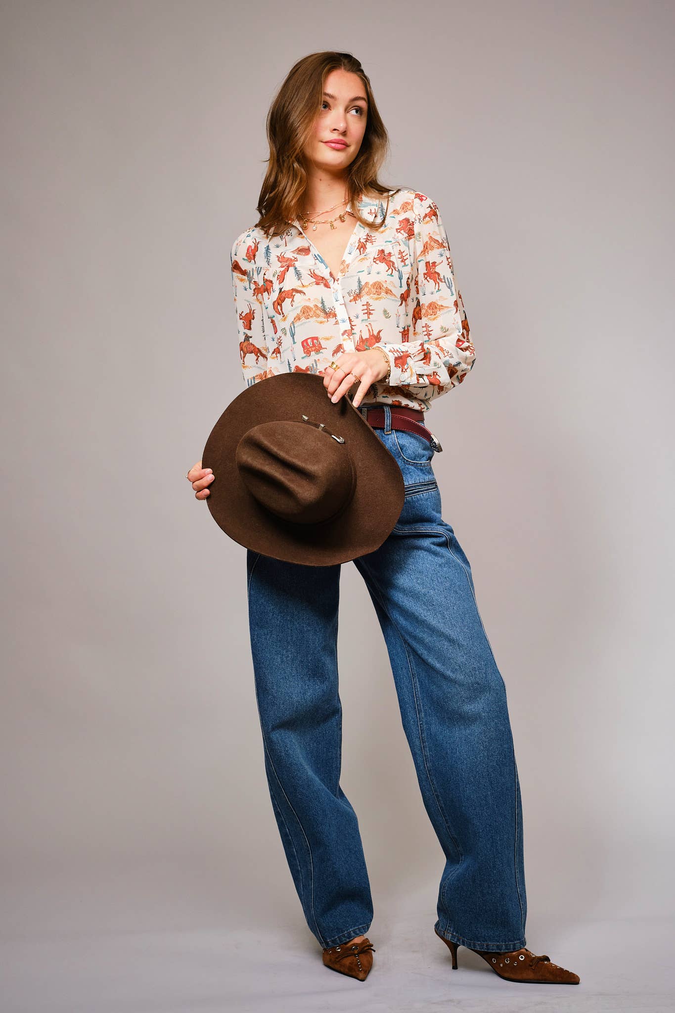 Blue B | Shirt | Western Print 