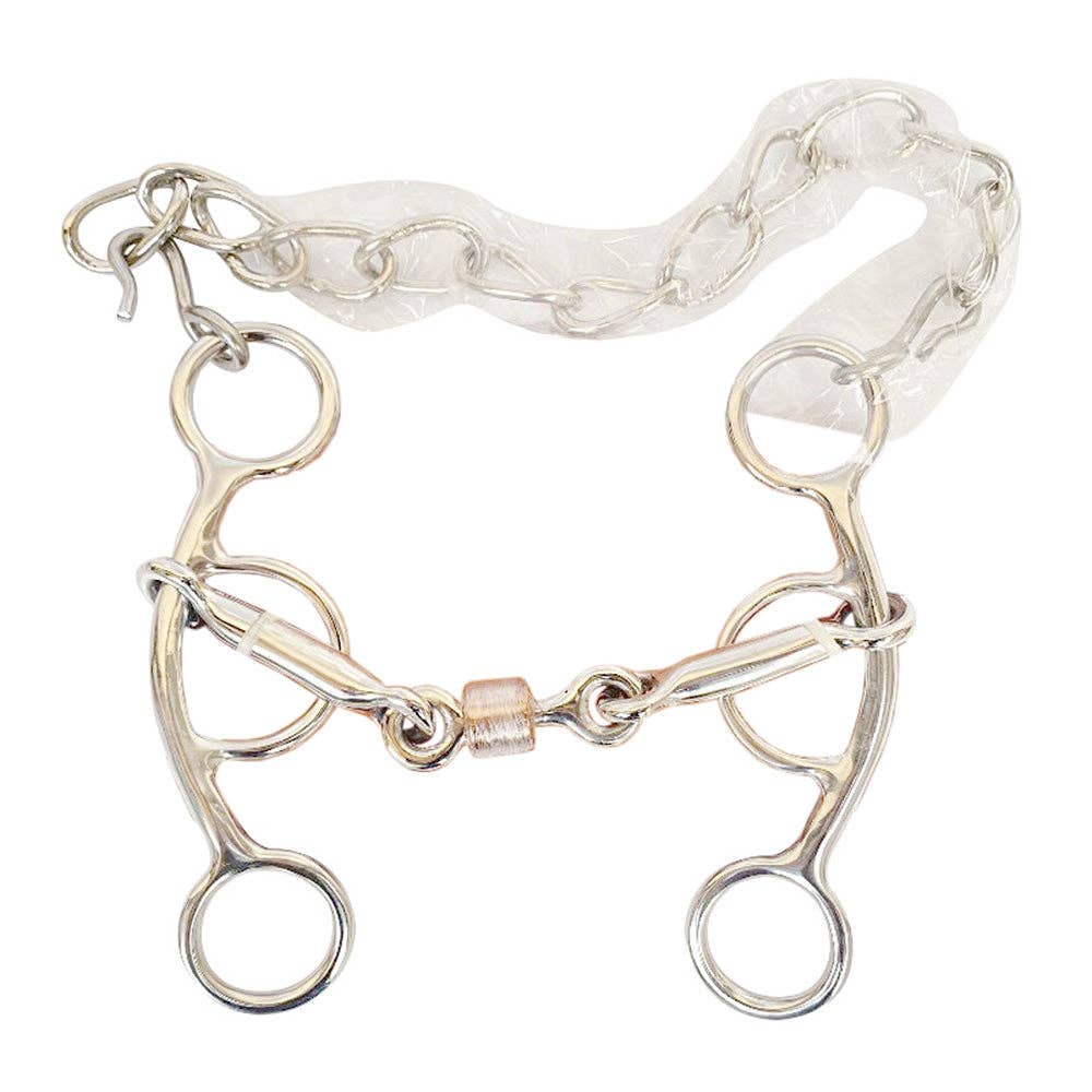 Mors | Bar H Short Shank Three Piece Copper Roller Stainless Steel Chain Bit