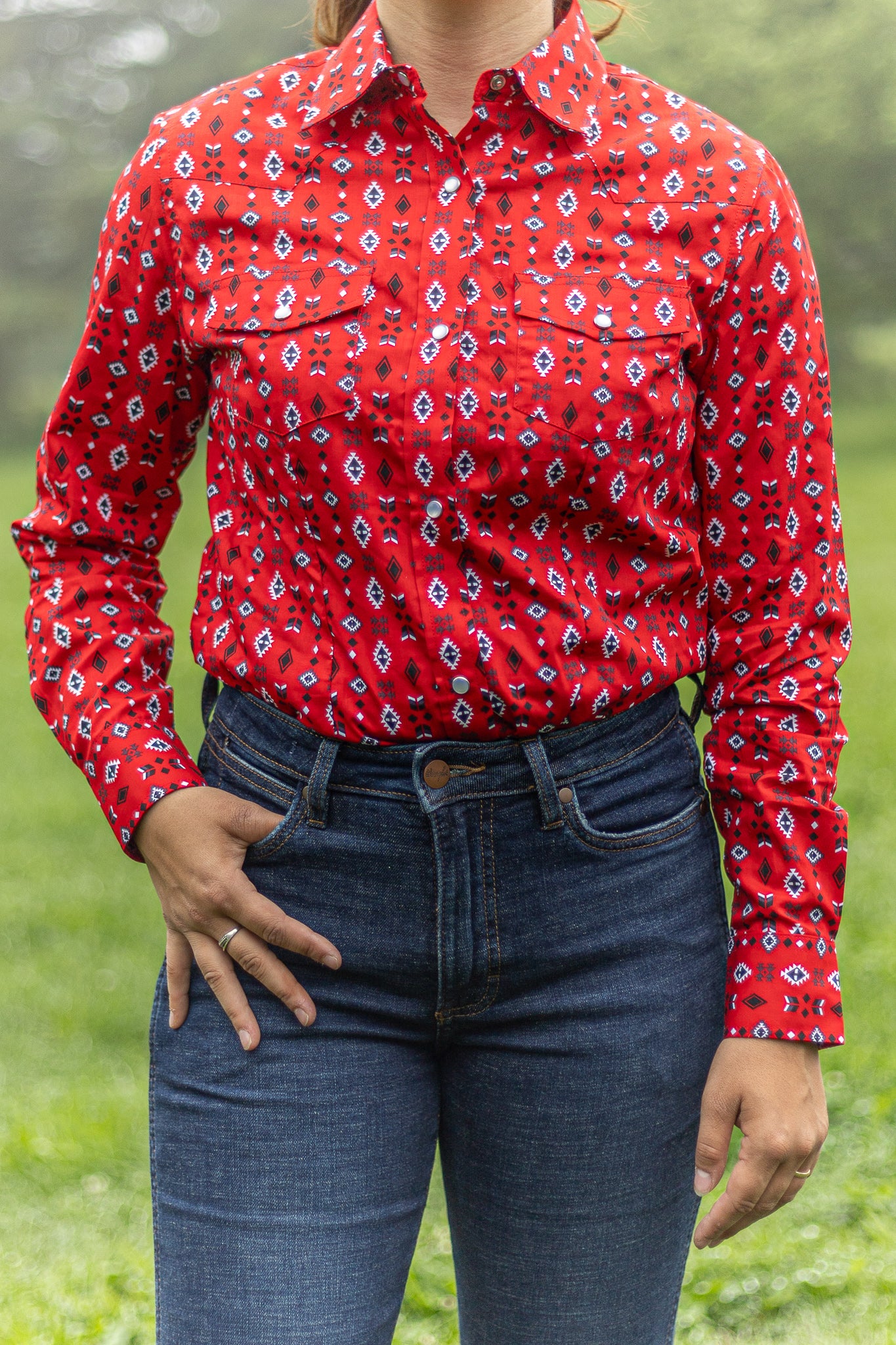 Rodeo Clothing | Chemise | Rouge Aztec (M, L, XL)