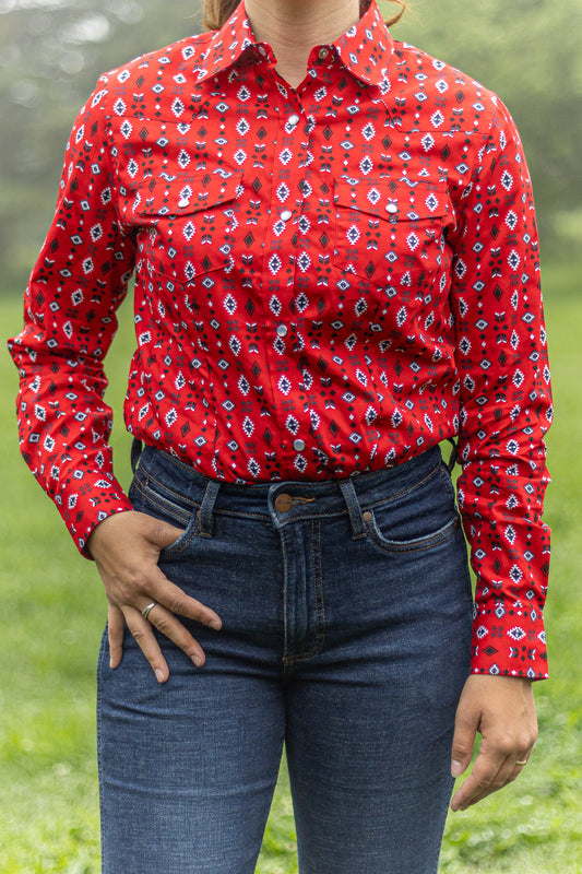 Rodeo Clothing | Chemise | Rouge Aztec (M, L, XL)