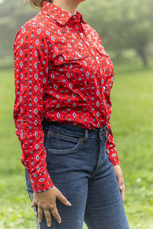 Rodeo Clothing | Chemise | Rouge Aztec (M, L, XL)