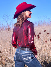 Charger l&#39;image dans la galerie, Cowgirl Tuff | Chemise Pullover | Red Shiny Metallic Lightweight Jersey
