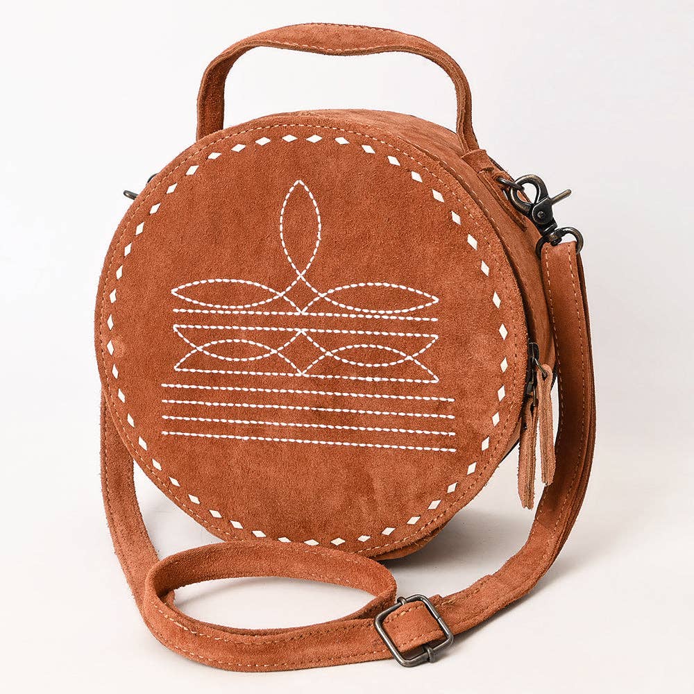 Sacoche Ronde | Tan Western Boho Suede Canteen
