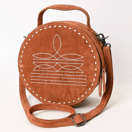 Sacoche Ronde | Tan Western Boho Suede Canteen