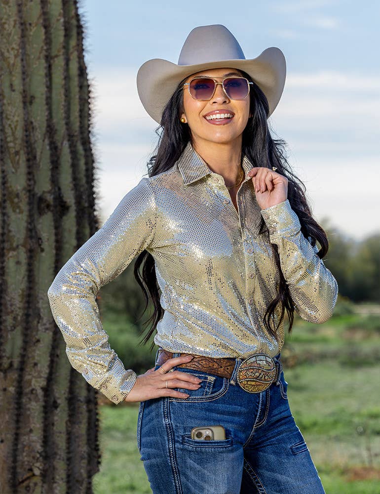 Cowgirl Tuff | Chemise Pullover | Beige Sequin