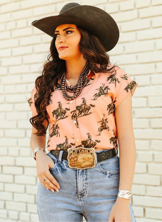 L&B | Blouse | Cowgirl Pêche (M & L)