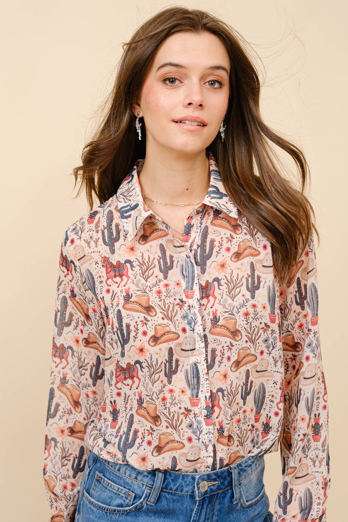 Blue B | Chemise | Western Print Beige