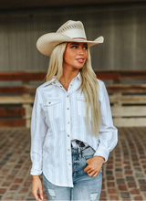 Charger l&#39;image dans la galerie, L&amp;B | Chemise | Ivory Beige Strip Western Yoke
