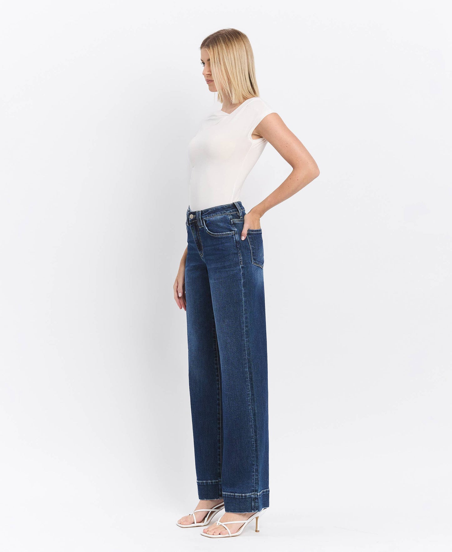 Vervet | High Dark Wide Trouser Hem