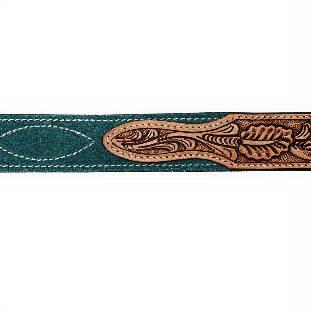 Ceinture | Green Suede & Tooled Leather Inlay