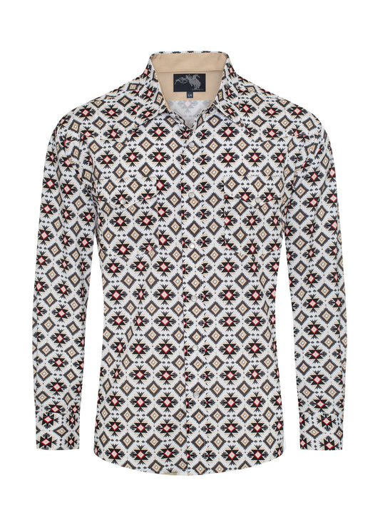 Rodeo Clothing | Chemise | Pearl Snap Modal Aztec Print