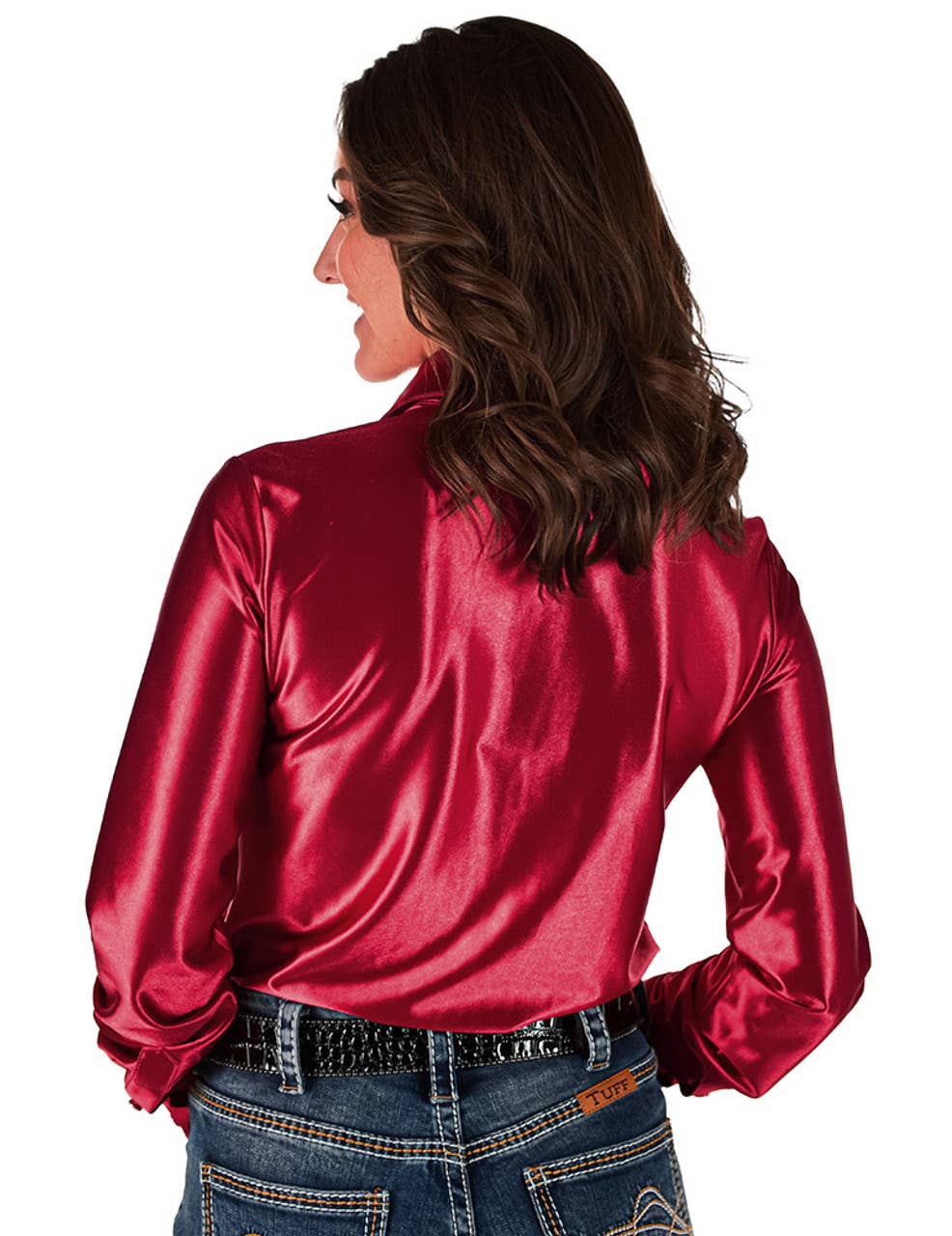 Cowgirl Tuff | Pullover Shirt | Ruby Red Satin