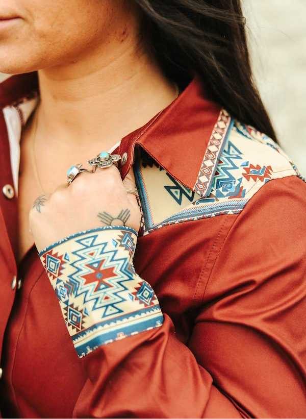 L&B | Shirt | Rust Aztec Yoke