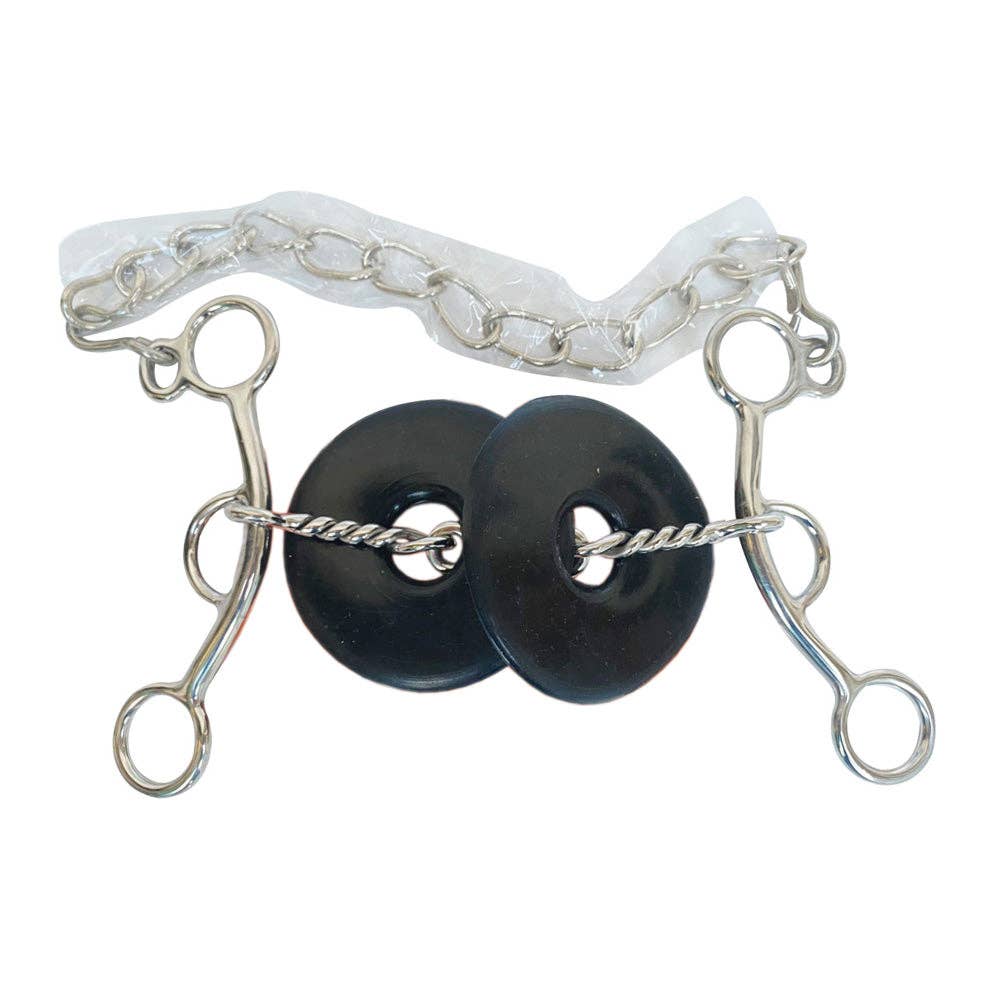 Mors | Bar H Western Horse Short Shank Twisted Wire Mouth Dogbone Stainless Steel Bit