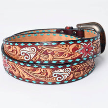 Charger l&#39;image dans la galerie, Ceinture | Fleuri Rouge Buckstitch Turquoise
