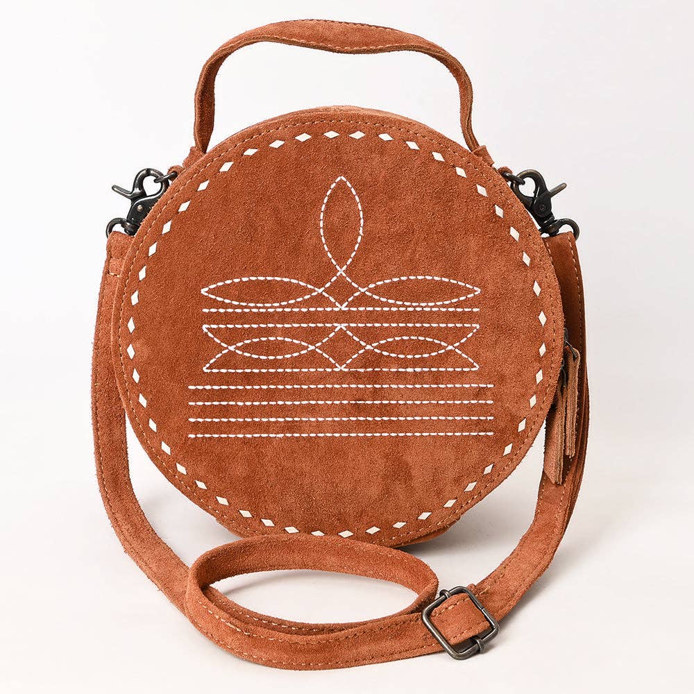 Sacoche Ronde | Tan Western Boho Suede Canteen